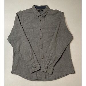 Wallin & Bros Shirt Mens XL Gray Long Sleeve Flannel‎ Knit Button Up Pockets